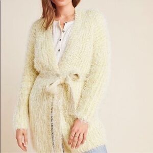 Anthropologie Yellow Shimmery Larkin Cardigan